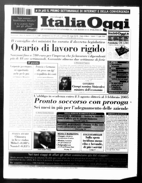 Italia oggi : quotidiano di economia finanza e politica